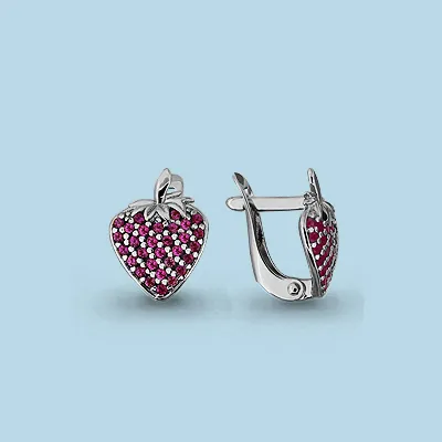 42562В Серьги из Серебра с корундами иск. из коллекции "Happy"