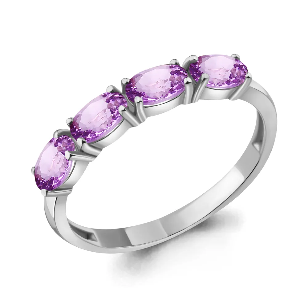6933104 Кольцо из Серебра с аметистами