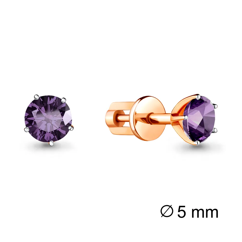 4403704 Серьги из Золота с аметистами