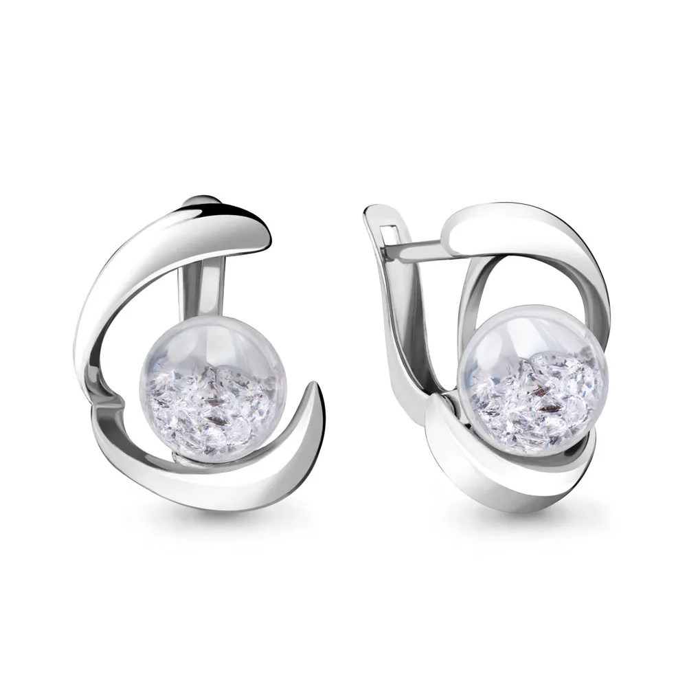 45390 Серьги из Серебра с стёклами из коллекции "French ball"