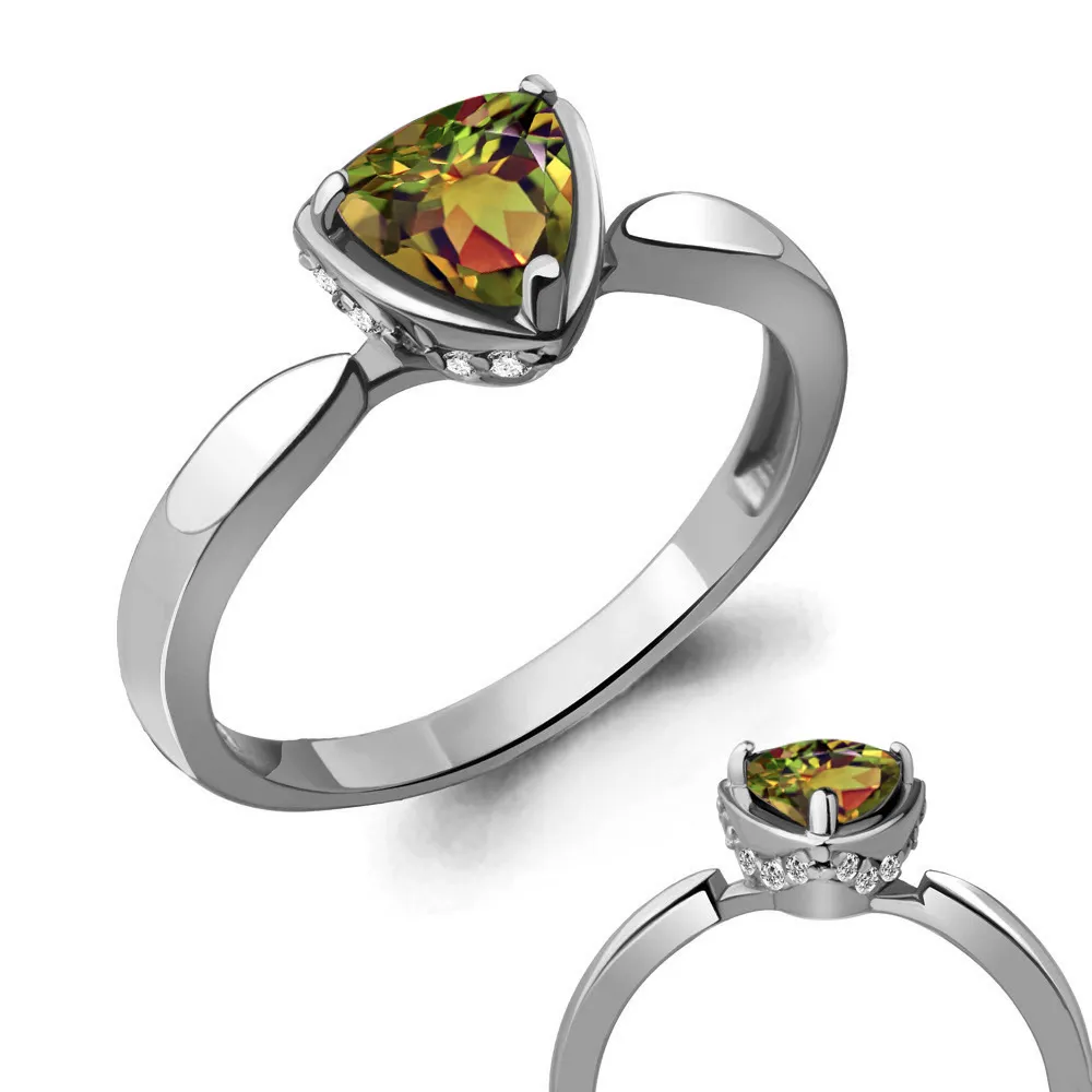 6916619А Кольцо из Серебра с султанитом иск., фианитами
