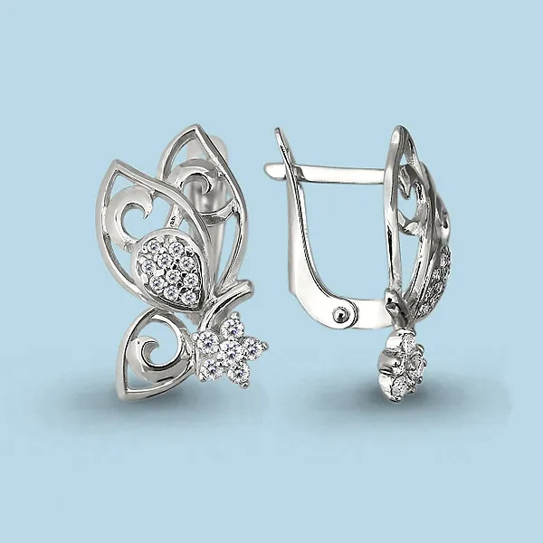 45222А Серьги из Серебра с фианитами