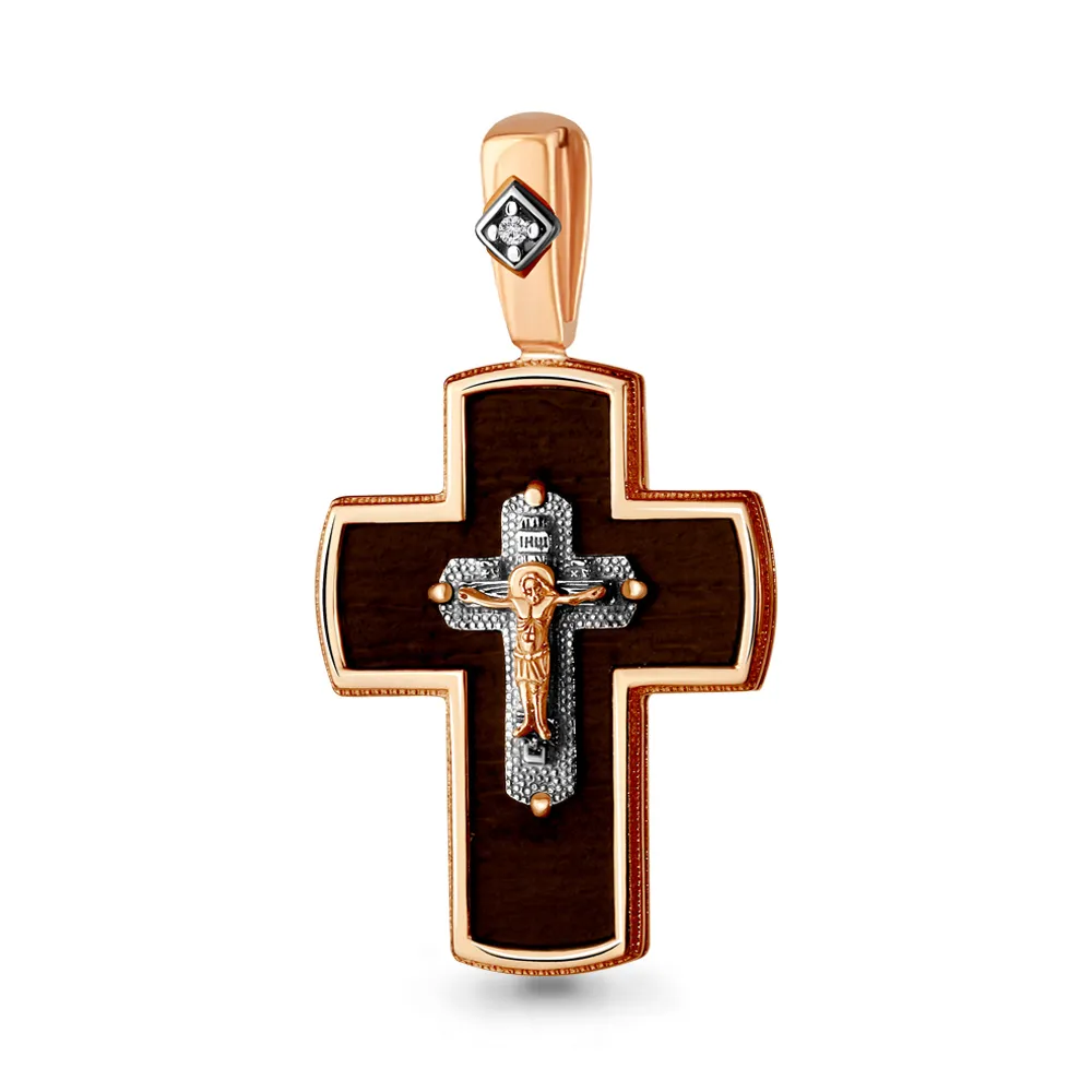 922787Ак Крест из золота с бриллиантом, пластиком