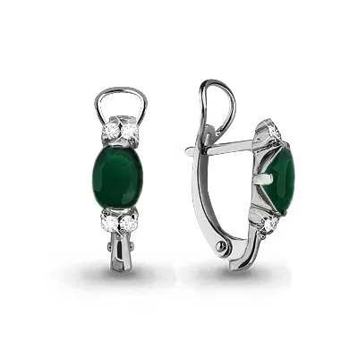4414109А Серьги из Серебра с агатами, фианитами