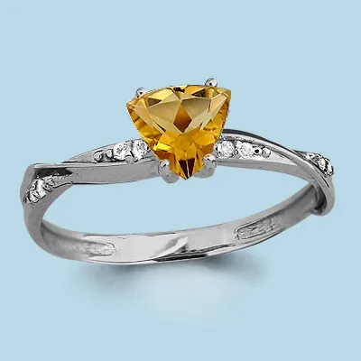 6532106А Кольцо из Серебра с фианитами, цитрином