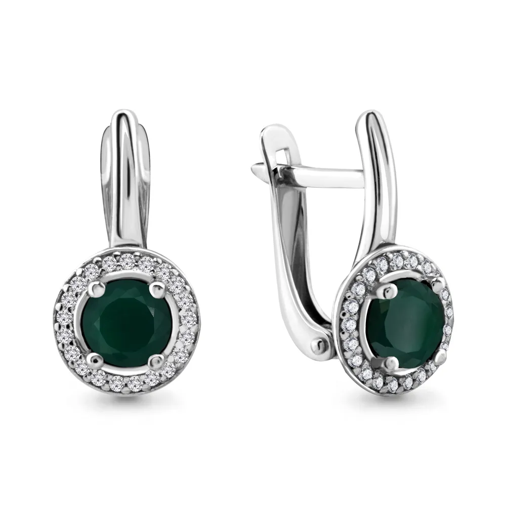 4298309А Серьги из Серебра с агатами, фианитами