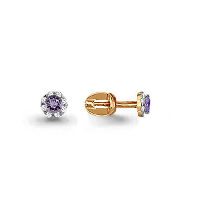 4407504А Серьги из Золота с аметистами, фианитами