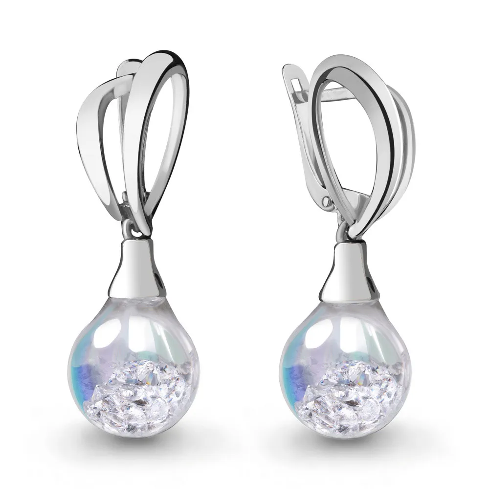45392П Серьги из Серебра с стёклами из коллекции "French ball"