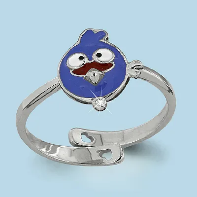 64121А Кольцо из Серебра с фианитом, эмалью из коллекции "Happy"