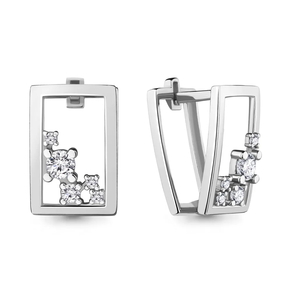 48641А Серьги из Серебра с фианитами из коллекции "Twin"
