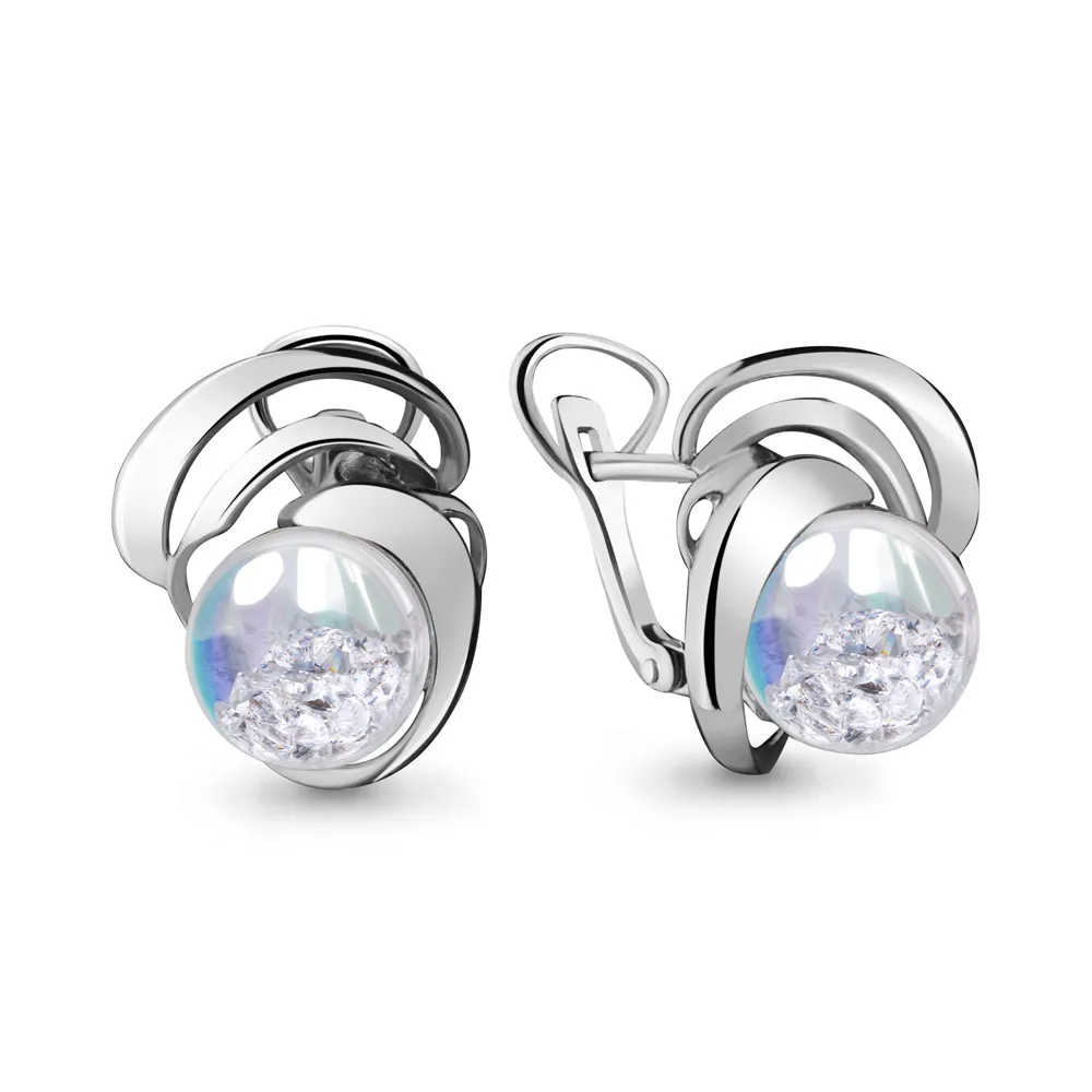 45343П Серьги из Серебра с стёклами из коллекции "French ball"