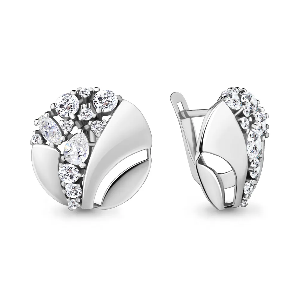 45855А Серьги из Серебра с фианитами из коллекции "Fresh"
