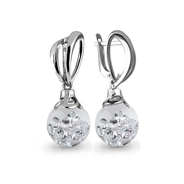 45392 Серьги из Серебра с стёклами из коллекции "French ball"