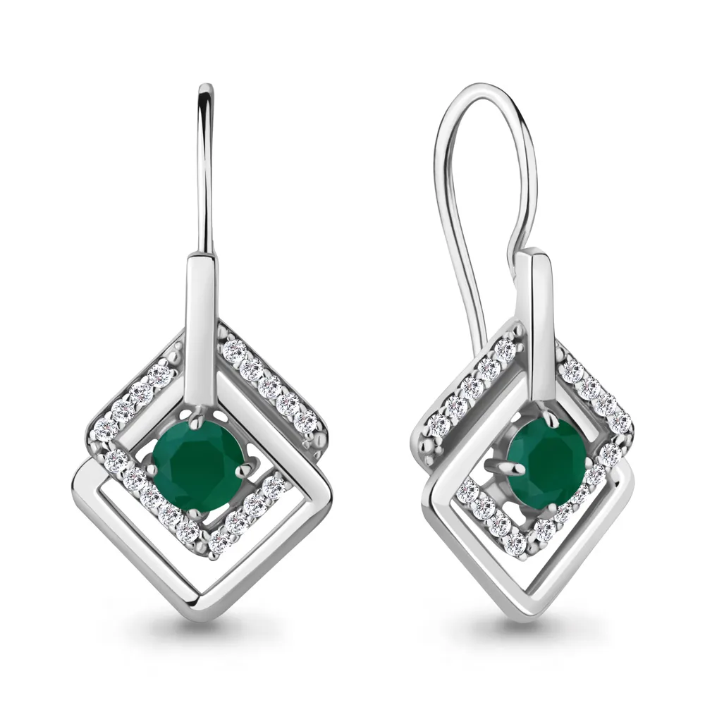 4773909А Серьги из Серебра с агатами, фианитами