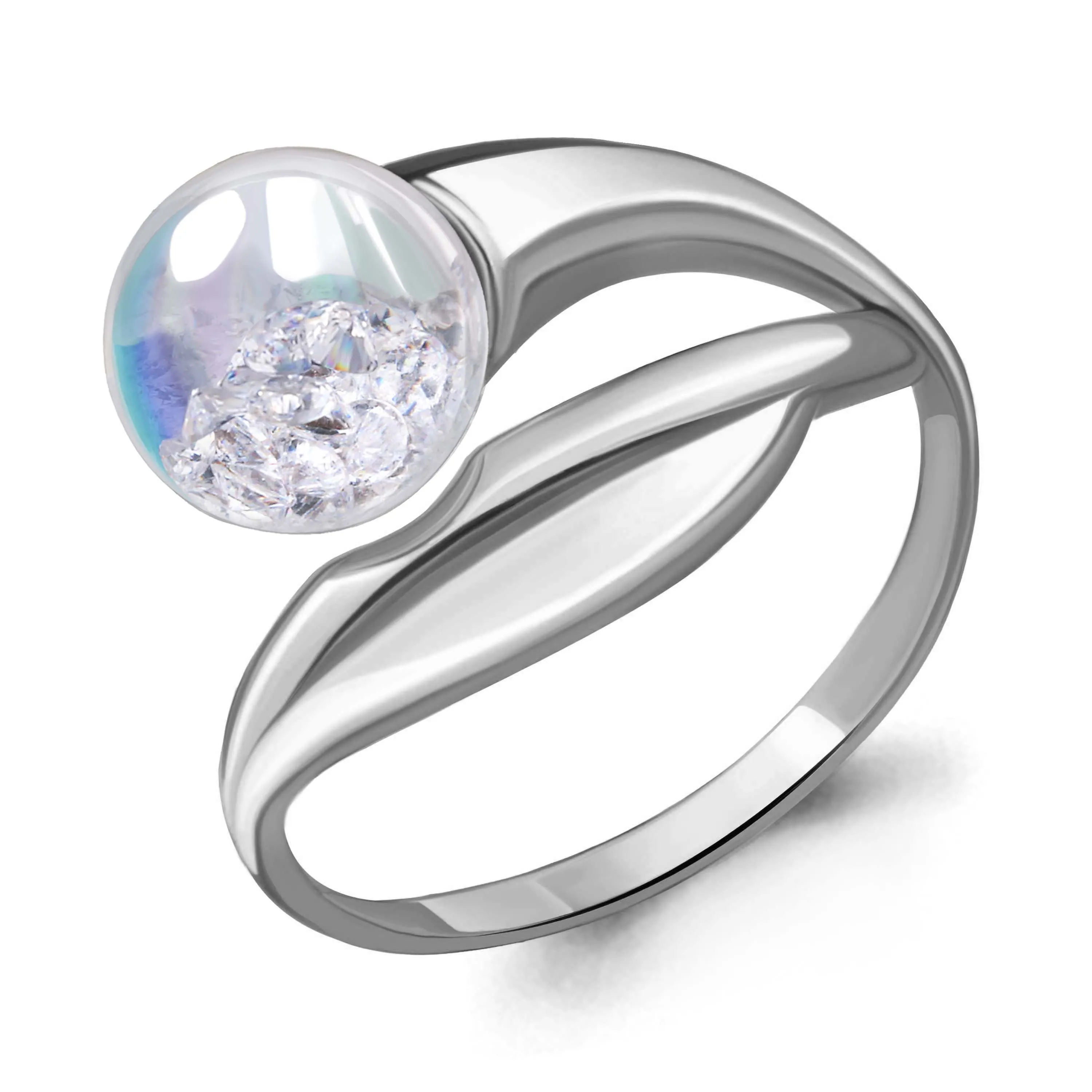 64442П Кольцо из Серебра с стеклом из коллекции "French ball"