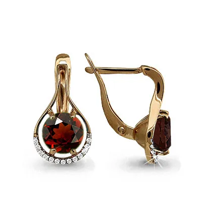4431803А Серьги из Золота с гранатами, фианитами