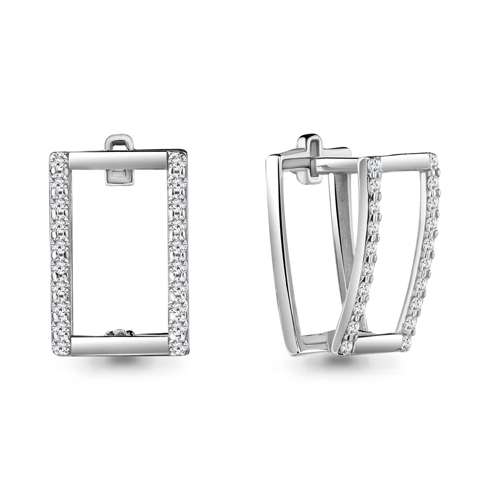 48537А Серьги из Серебра с фианитами из коллекции "Twin"
