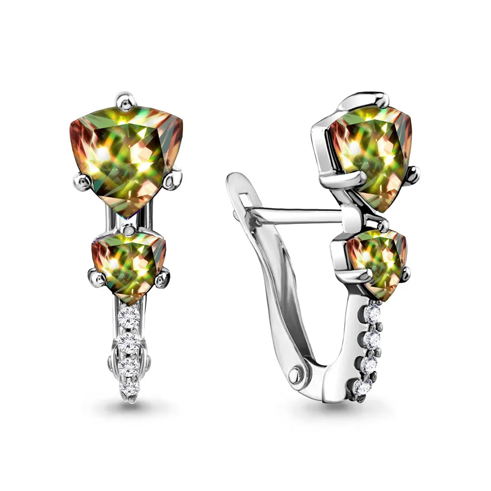 4413319А Серьги из Серебра с султанитами иск., фианитами