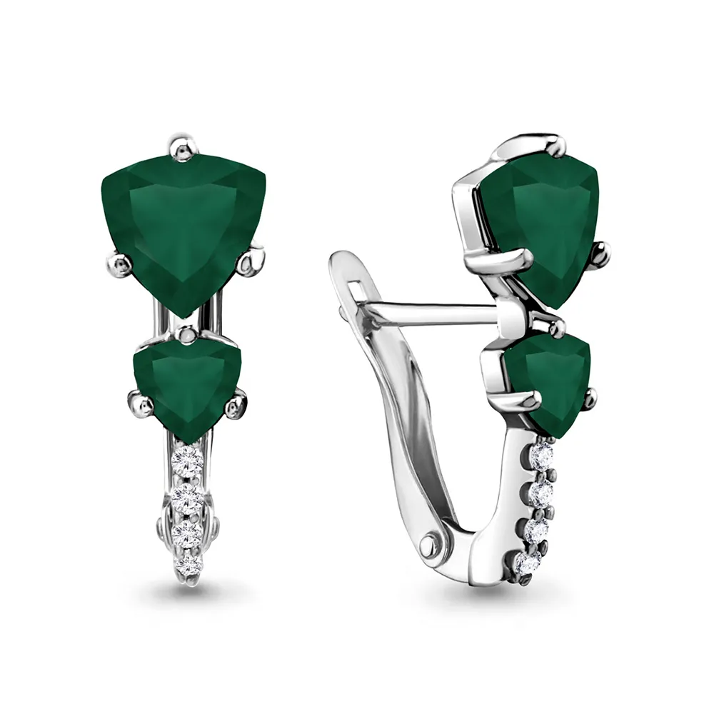 4413309А Серьги из Серебра с агатами, фианитами