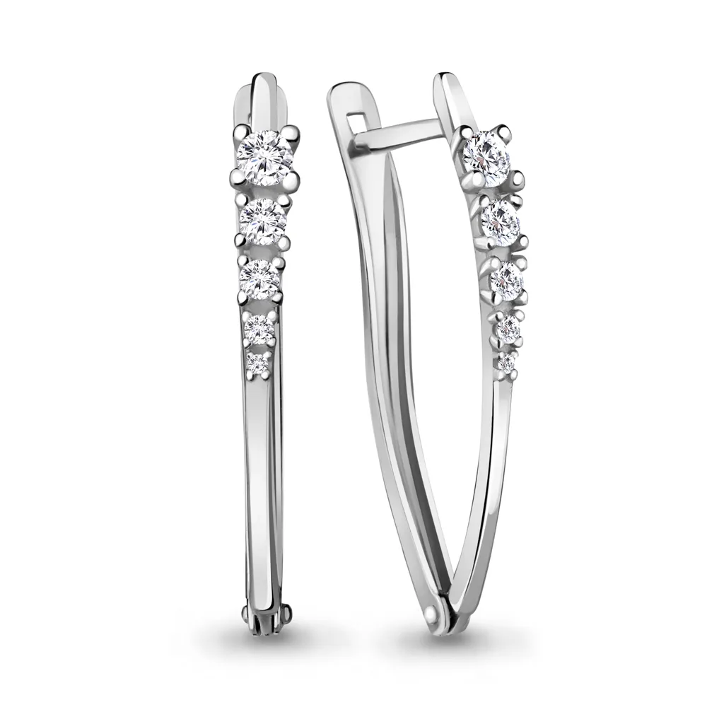 45579А Серьги из Серебра с фианитами из коллекции "Lady Style"