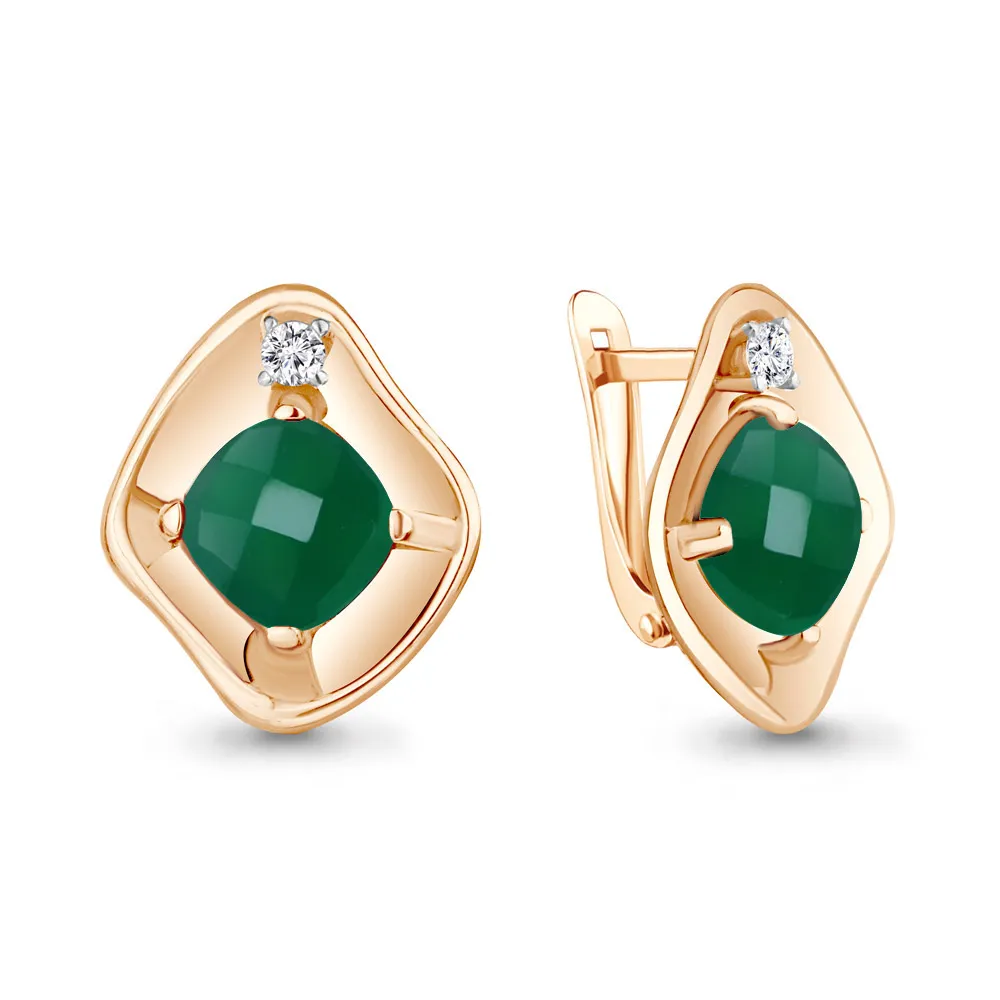 4750609А Серьги из Золота с агатами, фианитами