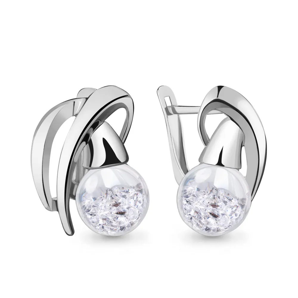 45391 Серьги из Серебра с стёклами из коллекции "French ball"