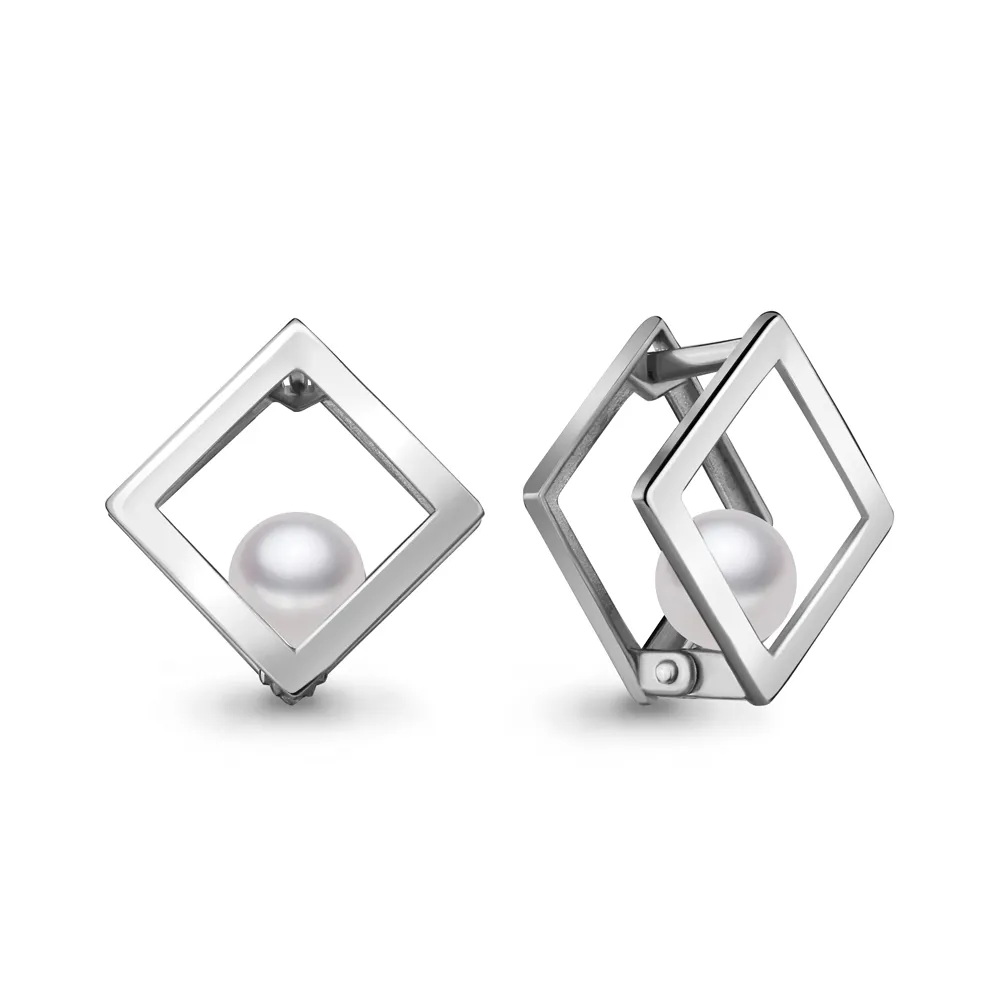 43491 Серьги из Серебра с имитациями жемчуга из коллекции "Twin"