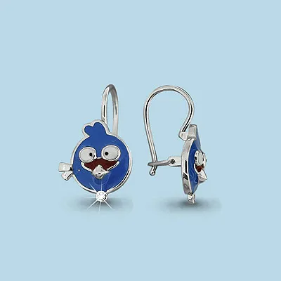 45101А Серьги из Серебра с фианитами, эмалью из коллекции "Happy"