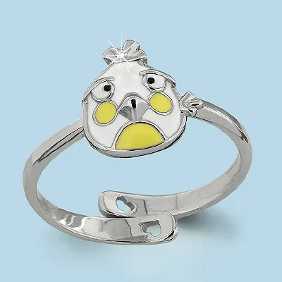 64120А Кольцо из Серебра с фианитом, эмалью из коллекции "Happy"