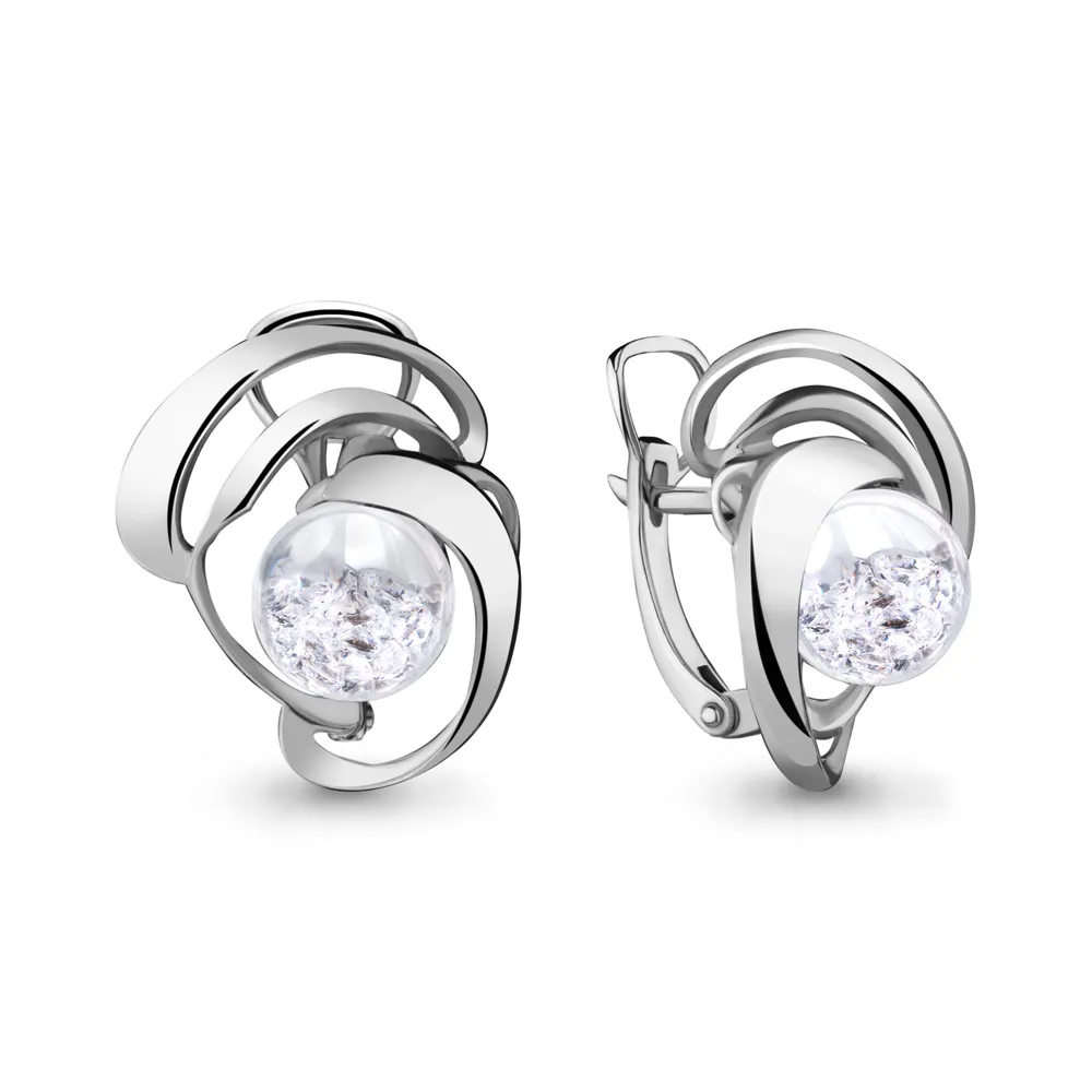 45397 Серьги из Серебра с стёклами из коллекции "French ball"