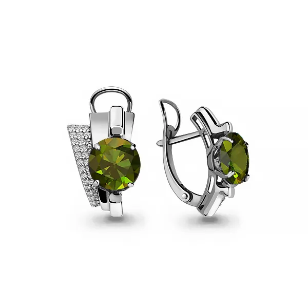 4493319А Серьги из Серебра с султанитами иск., фианитами из коллекции "Maxima"