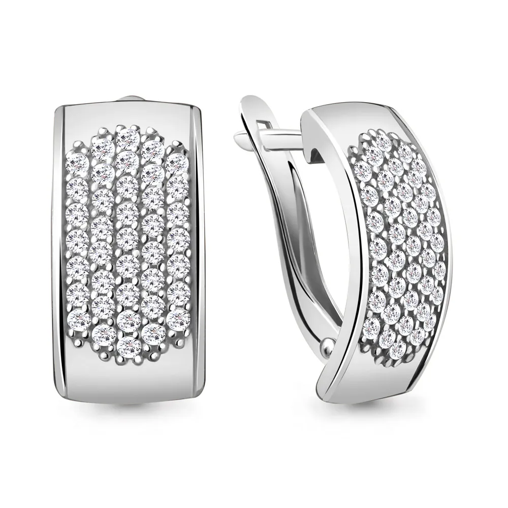 40980А Серьги из Серебра с фианитами