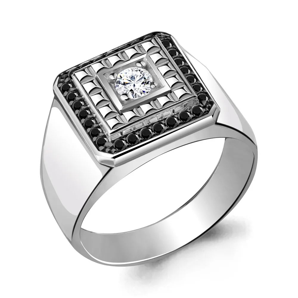 62131Ч Кольцо из Серебра с нанокристаллами, фианитом