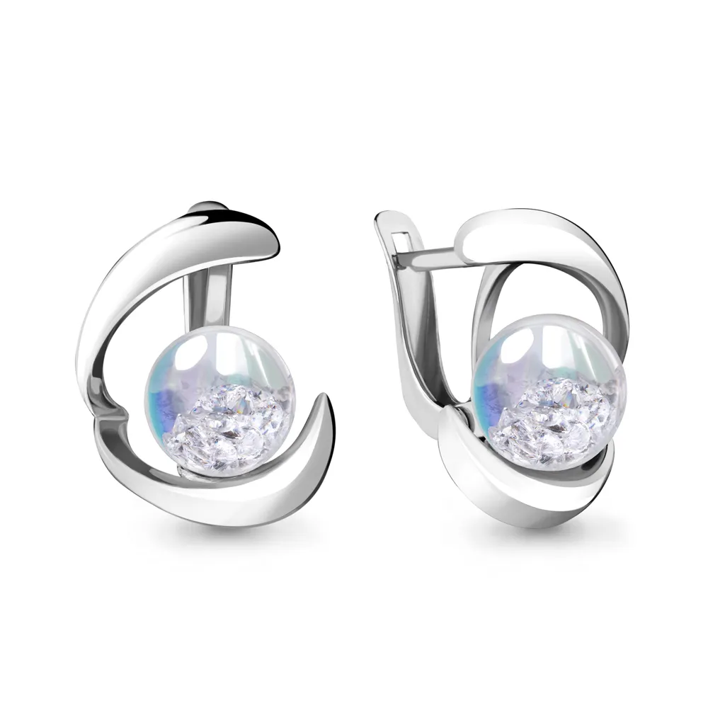 45390П Серьги из Серебра с стёклами из коллекции "French ball"