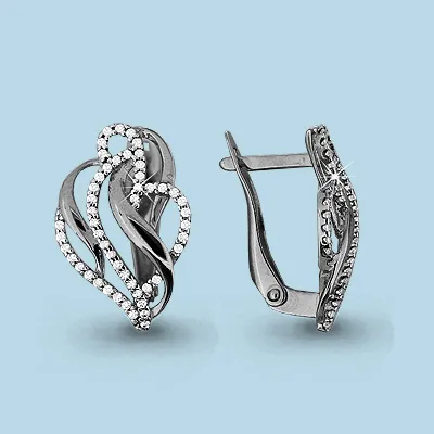42701А Серьги из Серебра с фианитами
