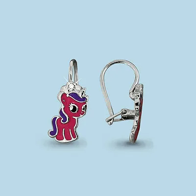 45104А Серьги из серебра с фианитами, эмалью из коллекции "Happy"