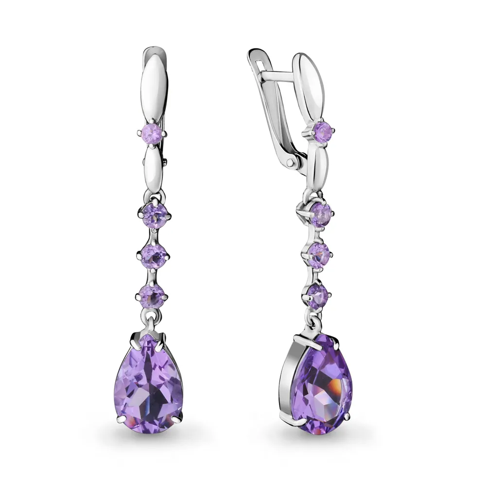 4492304 Серьги из Серебра с аметистами