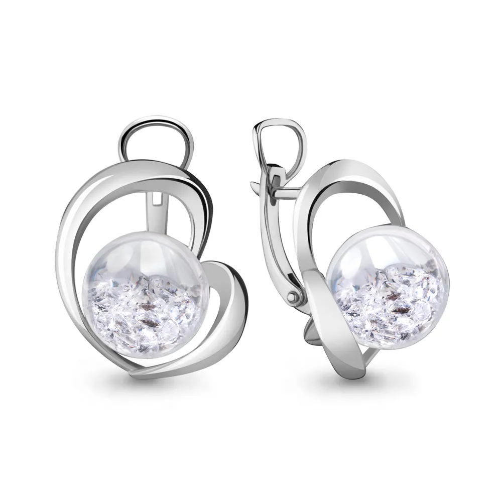 45475 Серьги из Серебра с стёклами из коллекции "French ball"
