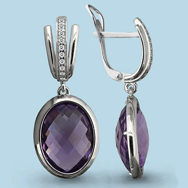 4446804А Серьги из Золота с аметистами, фианитами