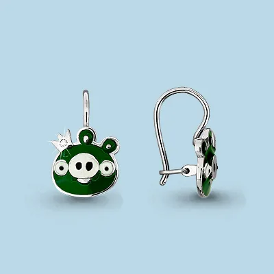 45103А Серьги из Серебра с фианитами, эмалью из коллекции "Happy"
