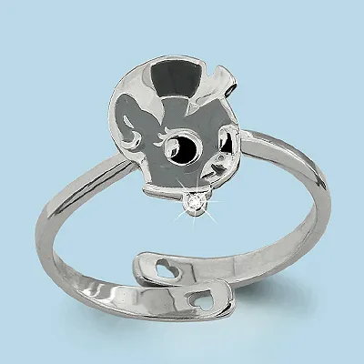 64127А Кольцо из Серебра с фианитом, эмалью из коллекции "Happy"