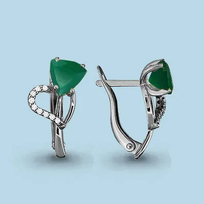 4419109А Серьги из Серебра с агатами, фианитами