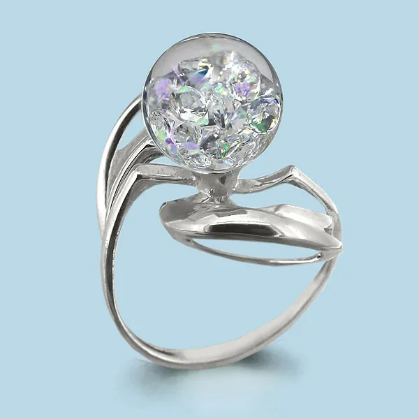 64413П Кольцо из Серебра с стеклом из коллекции "French ball"