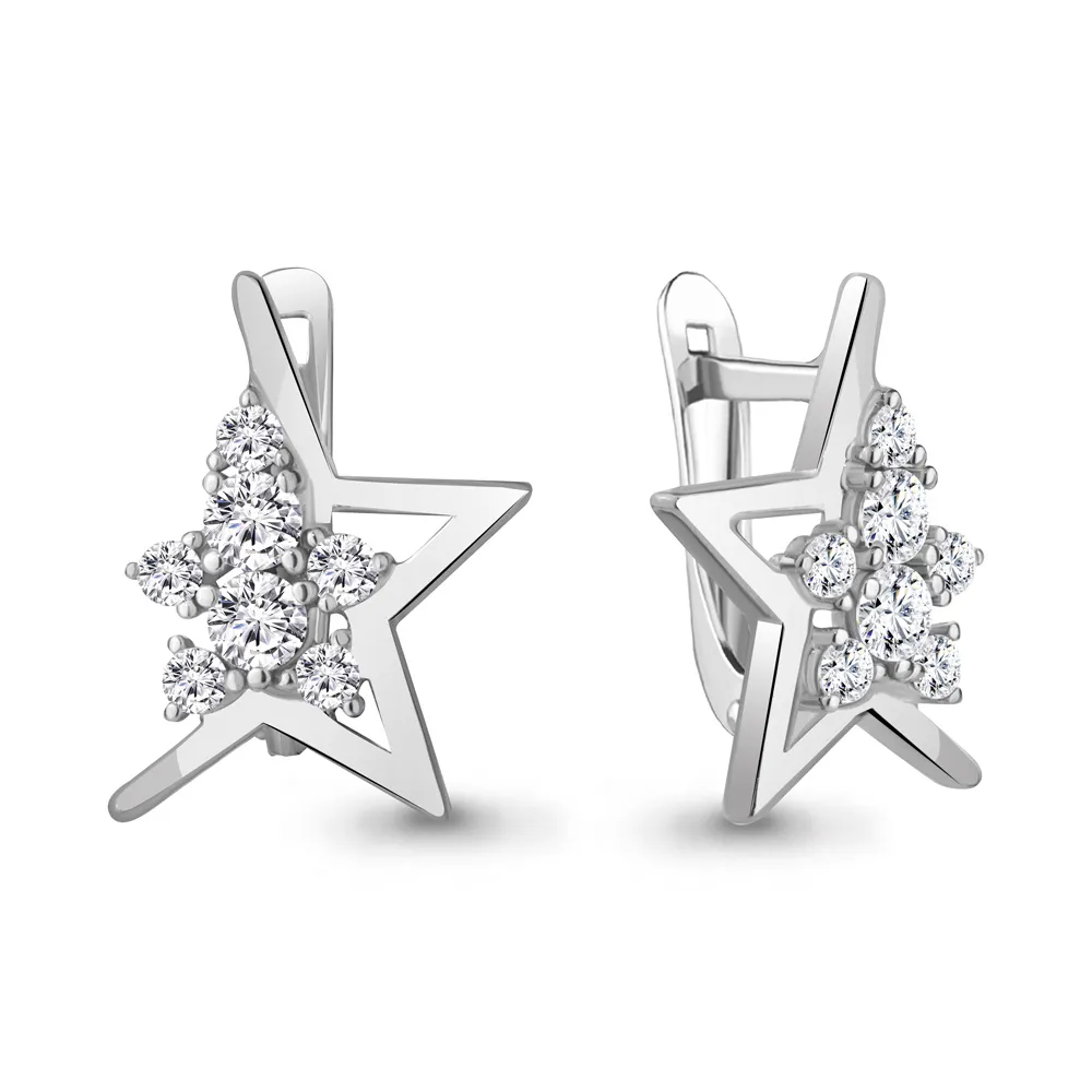49389А Серьги из Серебра с фианитами из коллекции "Cosmic"