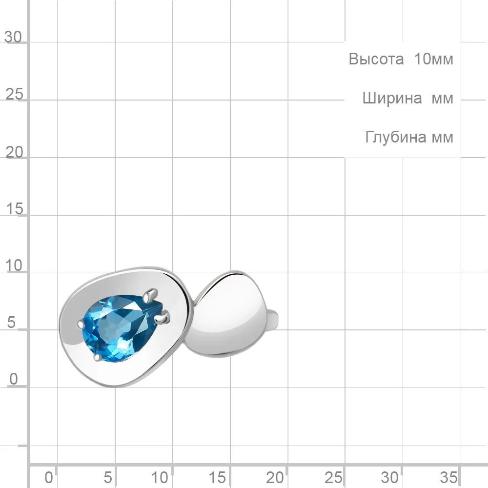 6960205 Кольцо из Серебра с топазом свисс блю