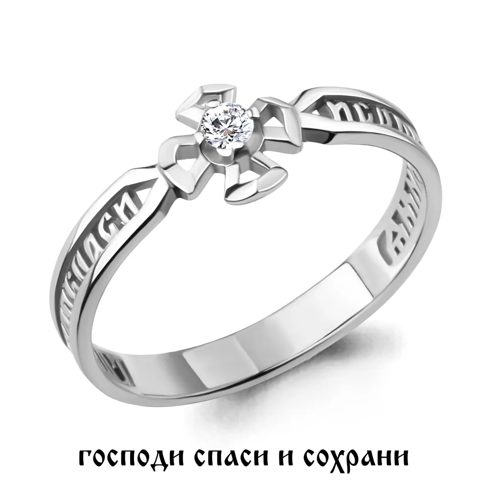 61516 Кольцо из Серебра с фианитом из коллекции "Love story"
