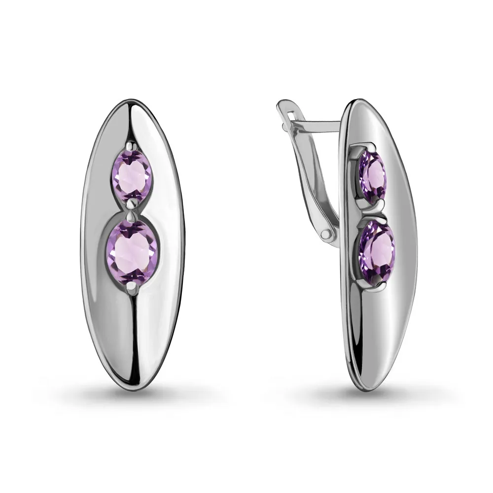 4721804 Серьги из Серебра с аметистами