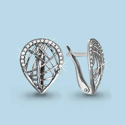 42542А Серьги из Серебра с фианитами