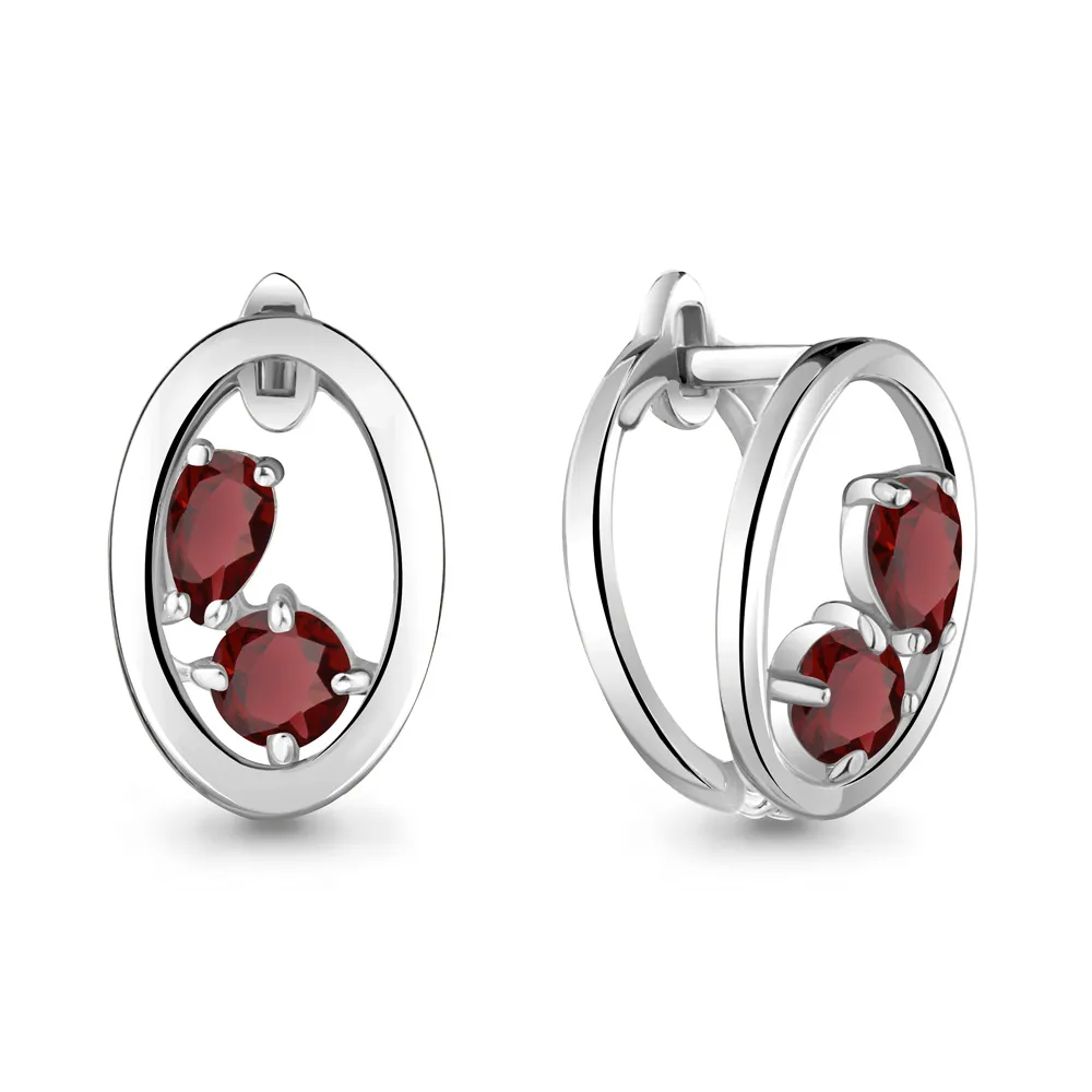 4733503 Серьги из Серебра с гранатами из коллекции "Twin"
