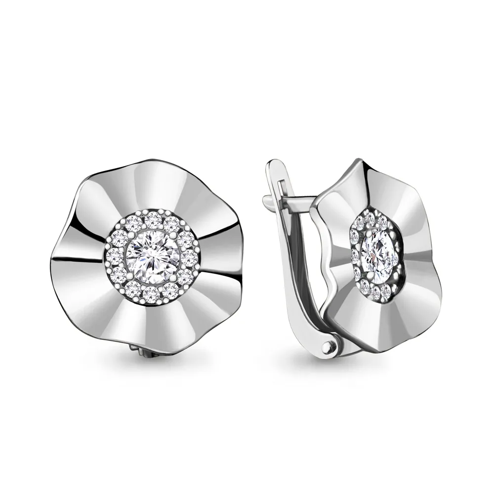 48514А Серьги из Серебра с фианитами из коллекции "Dynamic"